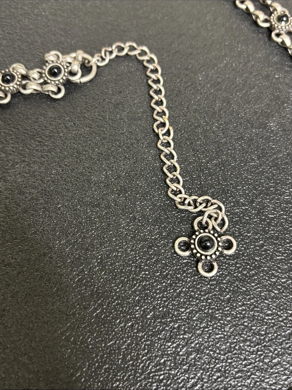 Silver & Black Stone MCM Chain Belt Up to 48”